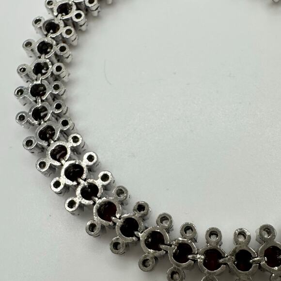 Vintage 925 sterling silver genuine garnets clear quartz tennis bracelet 18.07g - Picture 6 of 10